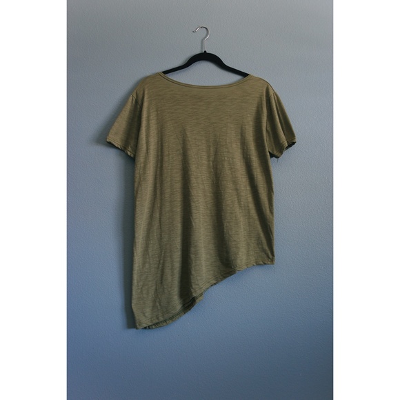 Olive Green Slant Cut T-Shirt Dress Tunic - Picture 2 of 3